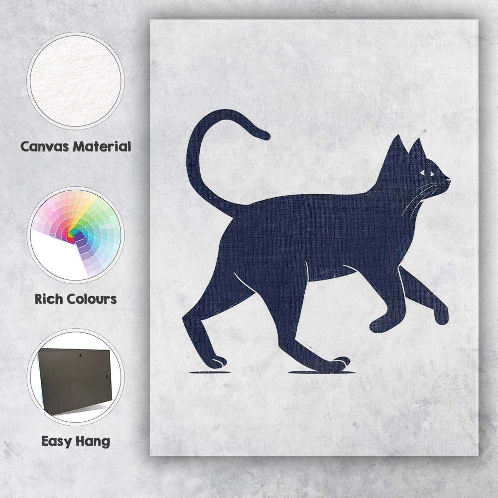 Minimalist Black Cat Striding Animal Silhouette Artwork Canvas Wall Art Print Decor Picture Ready to Hang