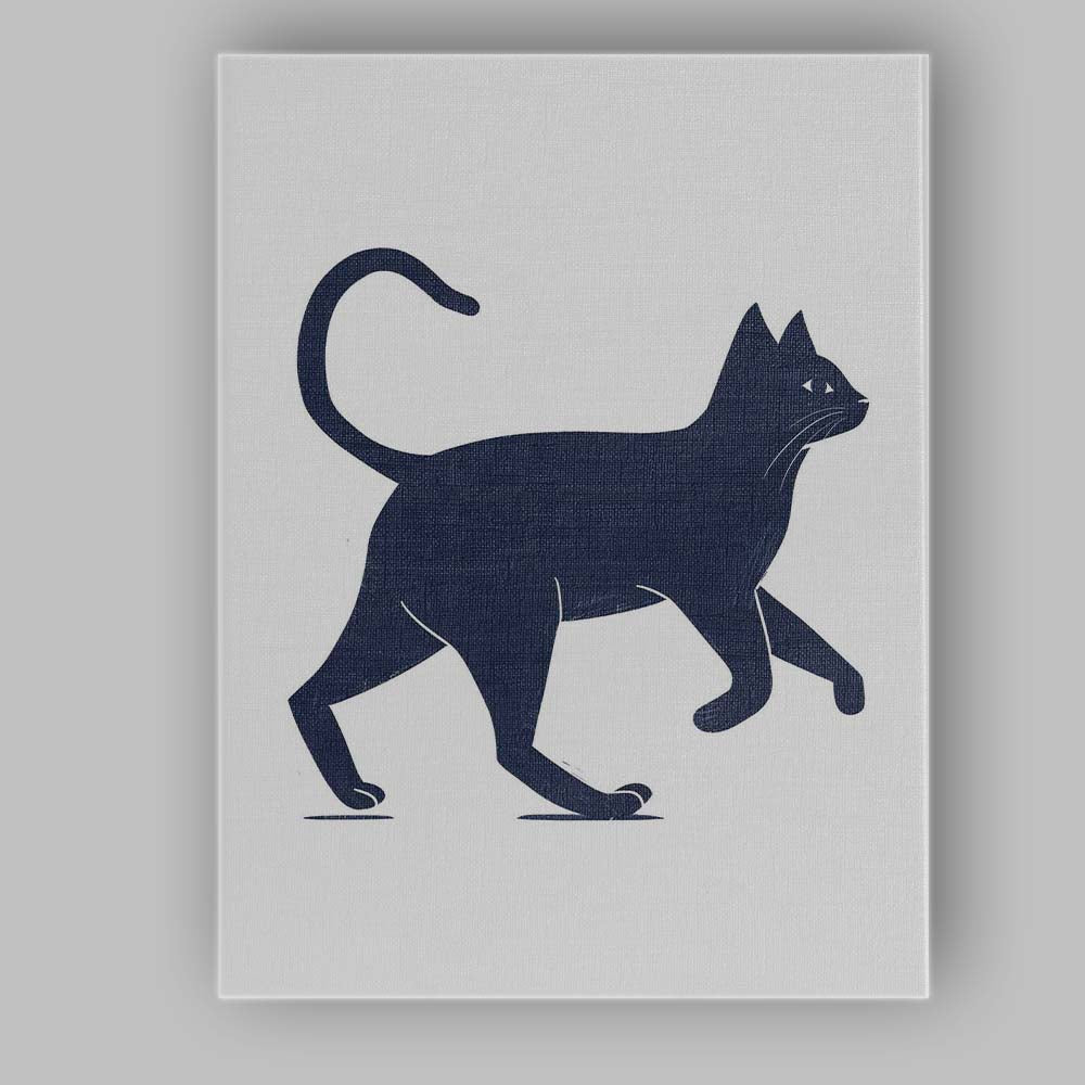 Minimalist Black Cat Striding Animal Silhouette Artwork Canvas Wall Art Print Decor Picture Ready to Hang
