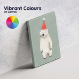 Cute Polar Bear Wearing Red Christmas Hat Illustration Canvas Wall Art Print Decor Picture Ready to Hang
