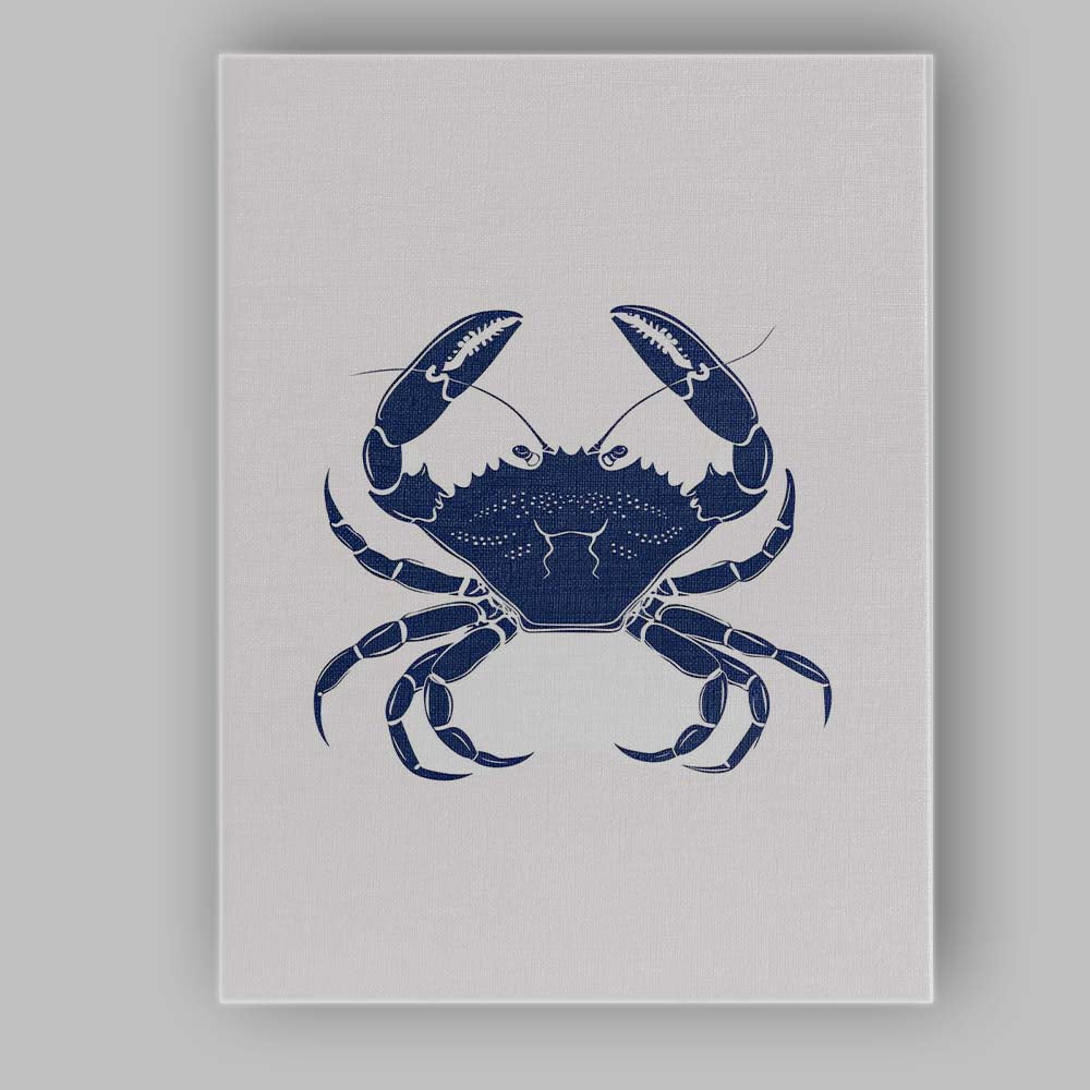 Classic Blue Crab Coastal Seafood Silhouette Artwork Canvas Wall Art Print Decor Picture Ready to Hang