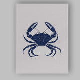Classic Blue Crab Coastal Seafood Silhouette Artwork Canvas Wall Art Print Decor Picture Ready to Hang
