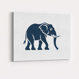 Minimalist Navy Blue Elephant Wildlife Silhouette Illustration Canvas Wall Art Print Decor Picture Ready to Hang