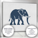 Minimalist Navy Blue Elephant Wildlife Silhouette Illustration Canvas Wall Art Print Decor Picture Ready to Hang