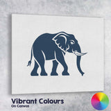 Minimalist Navy Blue Elephant Wildlife Silhouette Illustration Canvas Wall Art Print Decor Picture Ready to Hang