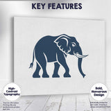 Minimalist Navy Blue Elephant Wildlife Silhouette Illustration Canvas Wall Art Print Decor Picture Ready to Hang