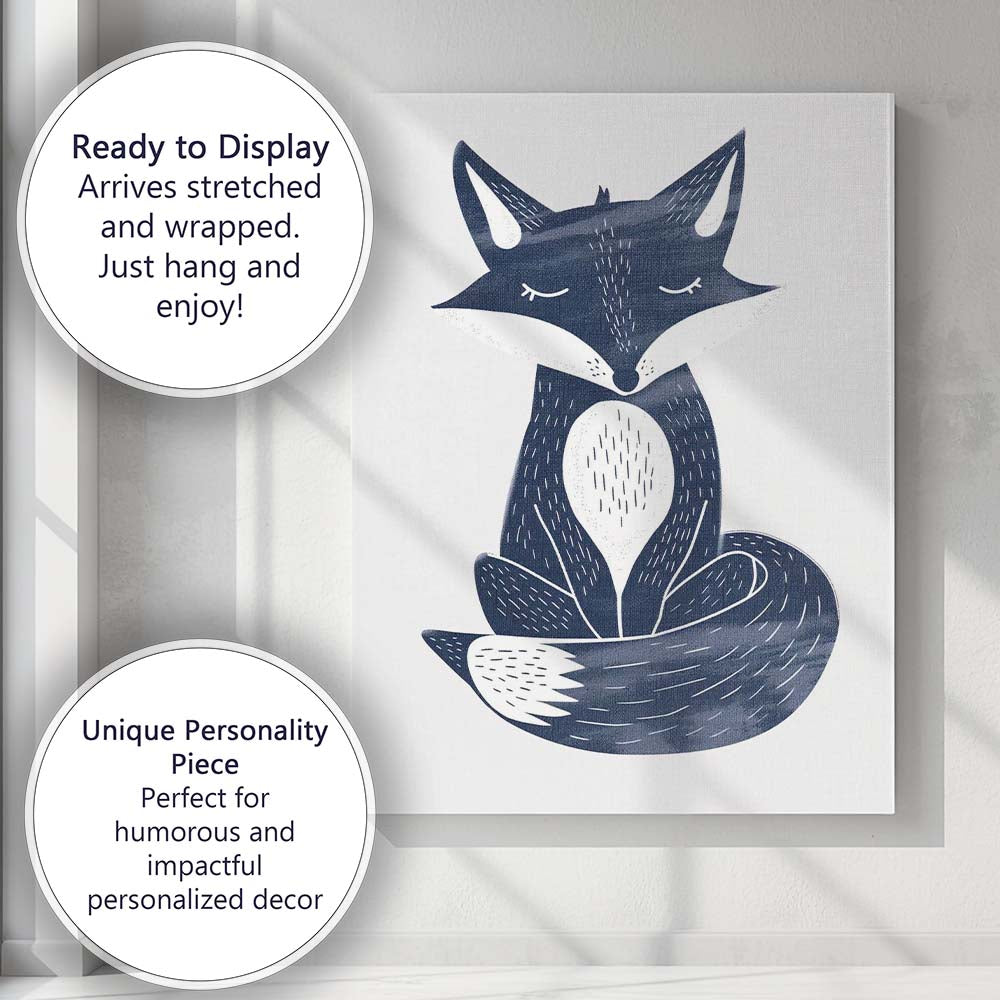 Cute Sleeping Fox Woodland Animal Scandinavian Illustration Canvas Wall Art Print Decor Picture Ready to Hang