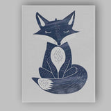 Cute Sleeping Fox Woodland Animal Scandinavian Illustration Canvas Wall Art Print Decor Picture Ready to Hang