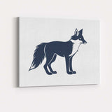 Elegant Black White Fox Wildlife Silhouette Illustration Canvas Wall Art Print Decor Picture Ready to Hang