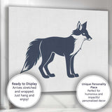 Elegant Black White Fox Wildlife Silhouette Illustration Canvas Wall Art Print Decor Picture Ready to Hang