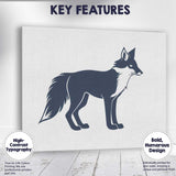 Elegant Black White Fox Wildlife Silhouette Illustration Canvas Wall Art Print Decor Picture Ready to Hang