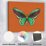 Vibrant Green Tropical Butterfly Botanical Illustration Canvas Wall Art Print Decor Picture Ready to Hang