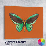 Vibrant Green Tropical Butterfly Botanical Illustration Canvas Wall Art Print Decor Picture Ready to Hang