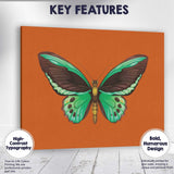 Vibrant Green Tropical Butterfly Botanical Illustration Canvas Wall Art Print Decor Picture Ready to Hang