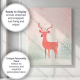 Pastel Pink Deer Woodland Nursery Watercolour Illustration Canvas Wall Art Print Decor Picture Ready to Hang