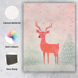 Pastel Pink Deer Woodland Nursery Watercolour Illustration Canvas Wall Art Print Decor Picture Ready to Hang