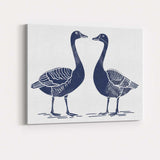 Rustic Blue Goose Pair Farmhouse Wildlife Illustration Canvas Wall Art Print Decor Picture Ready to Hang