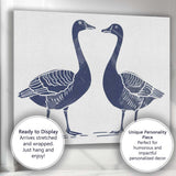 Rustic Blue Goose Pair Farmhouse Wildlife Illustration Canvas Wall Art Print Decor Picture Ready to Hang