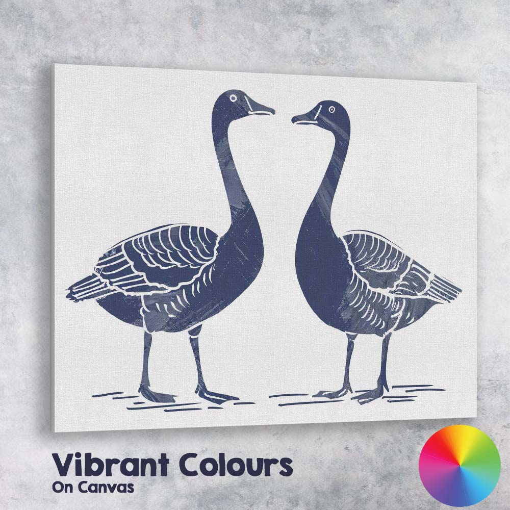 Rustic Blue Goose Pair Farmhouse Wildlife Illustration Canvas Wall Art Print Decor Picture Ready to Hang