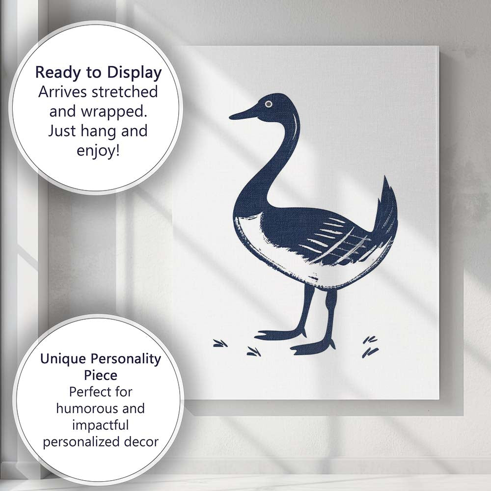Minimalist Blue Goose Bird Silhouette Nursery Illustration Canvas Wall Art Print Decor Picture Ready to Hang