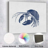 Minimalist Navy Blue Lobster Seafood Illustration Canvas Wall Art Print Decor Picture Ready to Hang