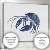 Minimalist Navy Blue Lobster Seafood Illustration Canvas Wall Art Print Decor Picture Ready to Hang