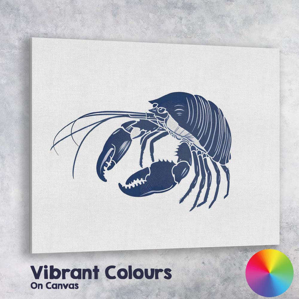 Minimalist Navy Blue Lobster Seafood Illustration Canvas Wall Art Print Decor Picture Ready to Hang