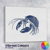 Minimalist Navy Blue Lobster Seafood Illustration Canvas Wall Art Print Decor Picture Ready to Hang
