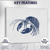 Minimalist Navy Blue Lobster Seafood Illustration Canvas Wall Art Print Decor Picture Ready to Hang