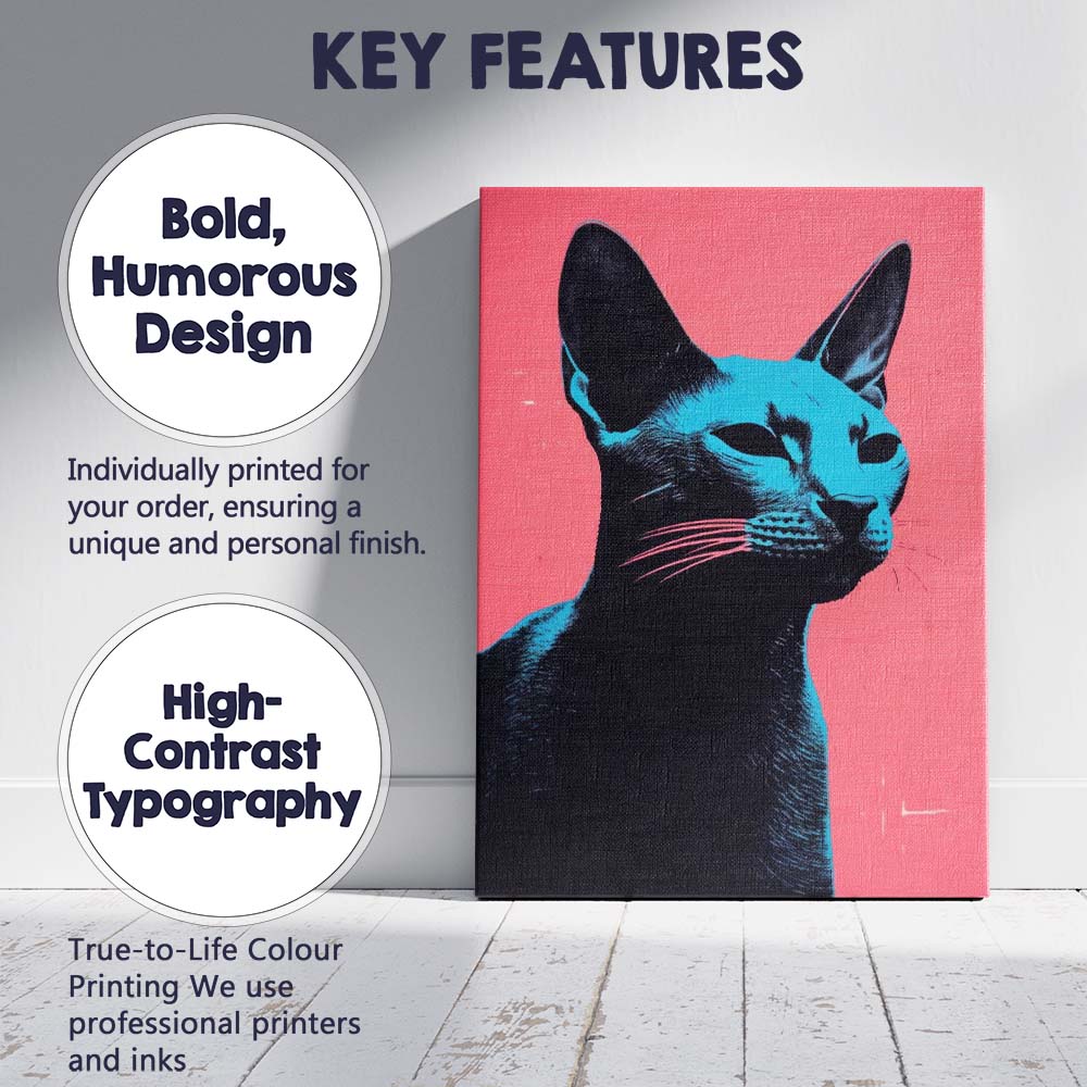 Neon Pop Art Sphynx Cat Portrait Canvas Wall Art Print Decor Picture Ready to Hang