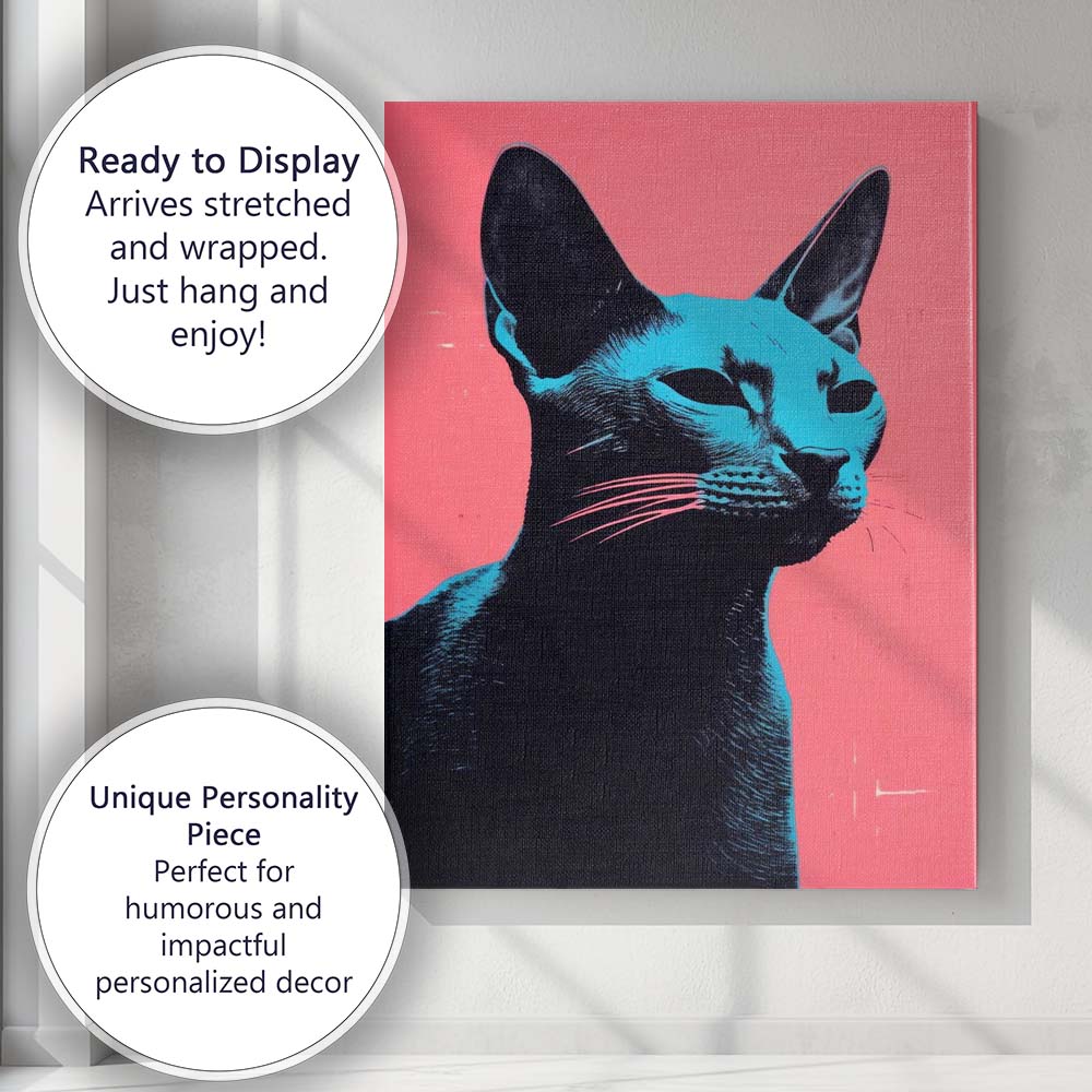 Neon Pop Art Sphynx Cat Portrait Canvas Wall Art Print Decor Picture Ready to Hang