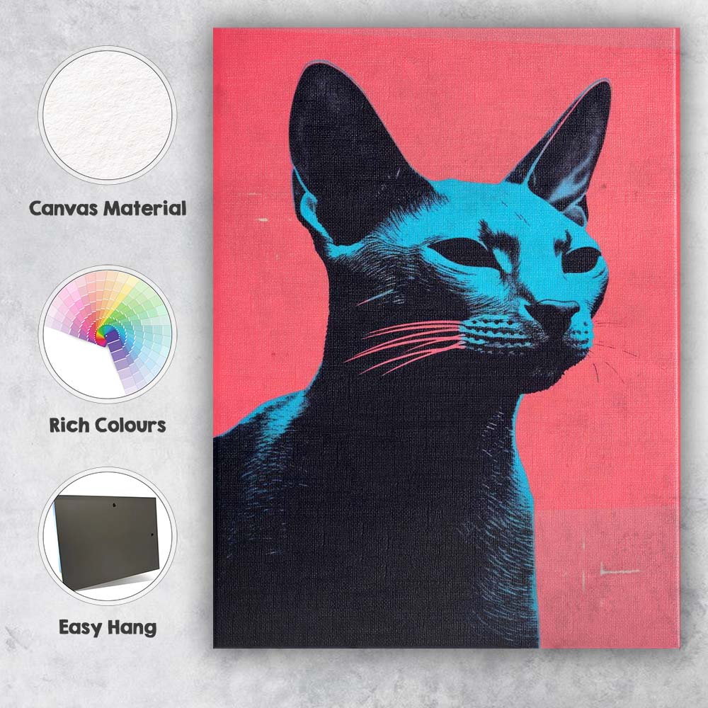 Neon Pop Art Sphynx Cat Portrait Canvas Wall Art Print Decor Picture Ready to Hang
