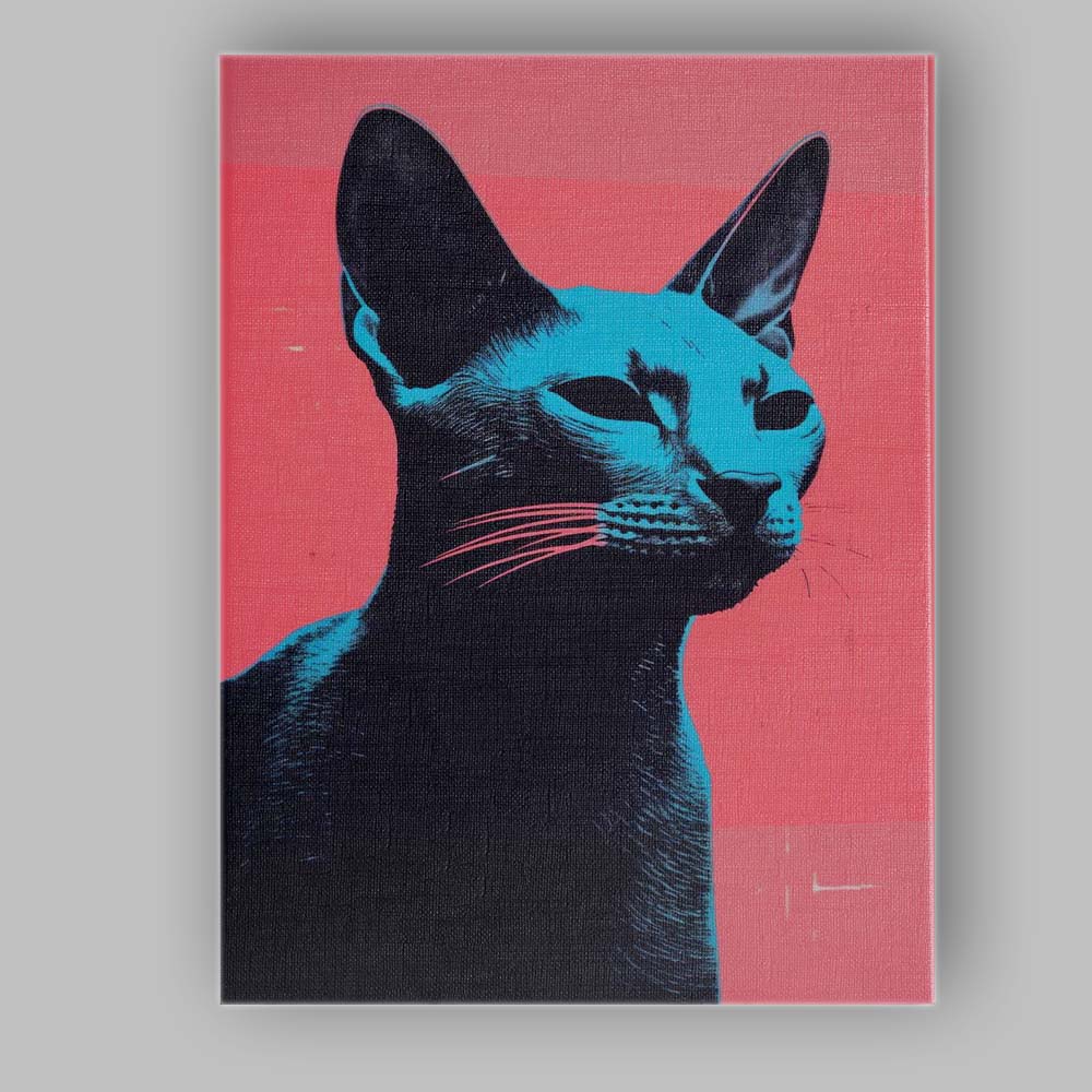 Neon Pop Art Sphynx Cat Portrait Canvas Wall Art Print Decor Picture Ready to Hang
