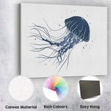 Minimalist Floating Jellyfish Ocean Line Art Canvas Wall Art Print Decor Picture Ready to Hang