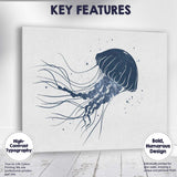 Minimalist Floating Jellyfish Ocean Line Art Canvas Wall Art Print Decor Picture Ready to Hang
