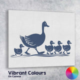 Cute Mother Duck With Ducklings Illustration Canvas Wall Art Print Decor Picture Ready to Hang