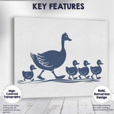 Cute Mother Duck With Ducklings Illustration Canvas Wall Art Print Decor Picture Ready to Hang