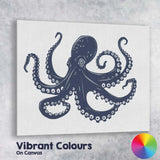 Detailed Navy Blue Octopus Marine Life Illustration Canvas Wall Art Print Decor Picture Ready to Hang