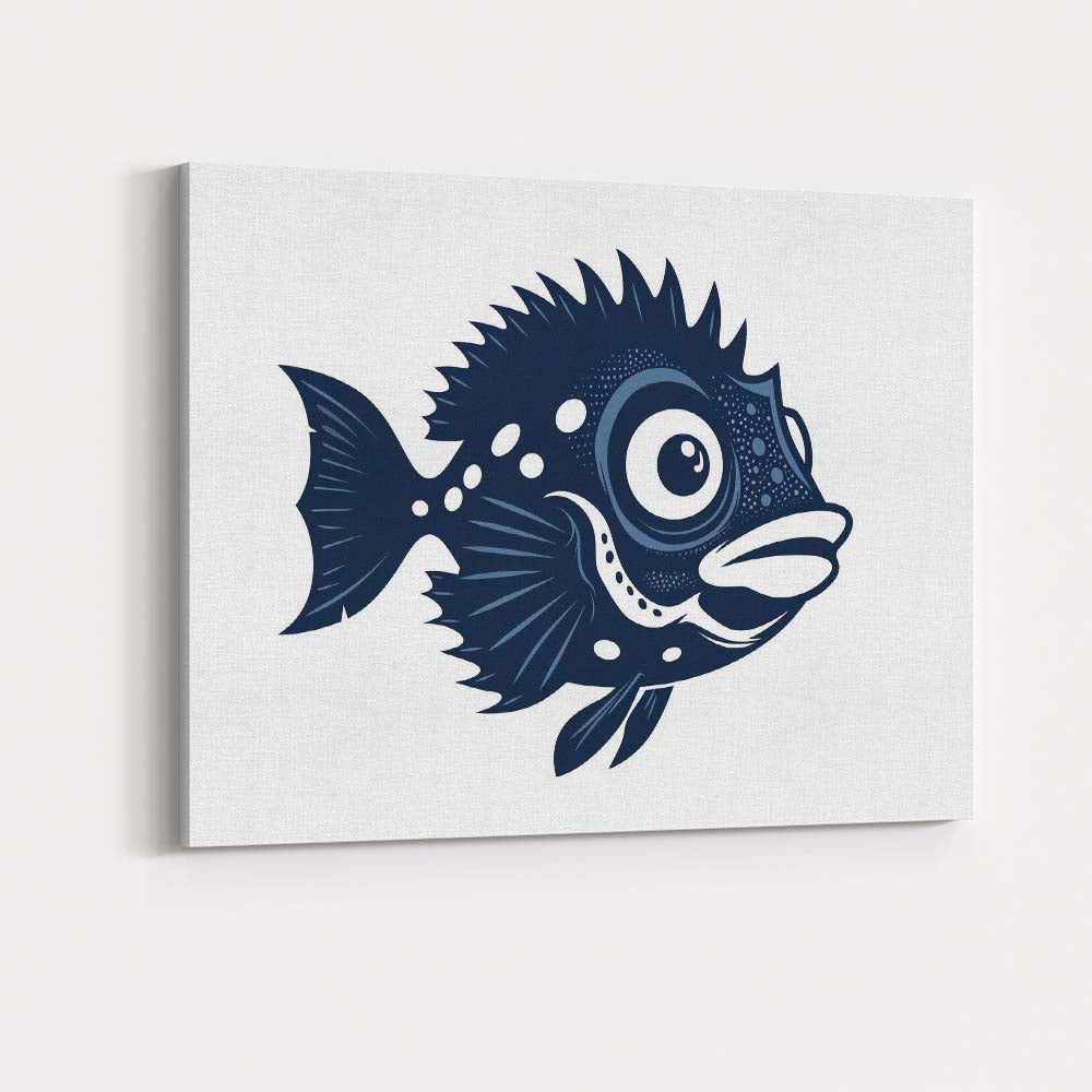 Cute Big Eyed Tropical Fish Cartoon Illustration Canvas Wall Art Print Decor Picture Ready to Hang