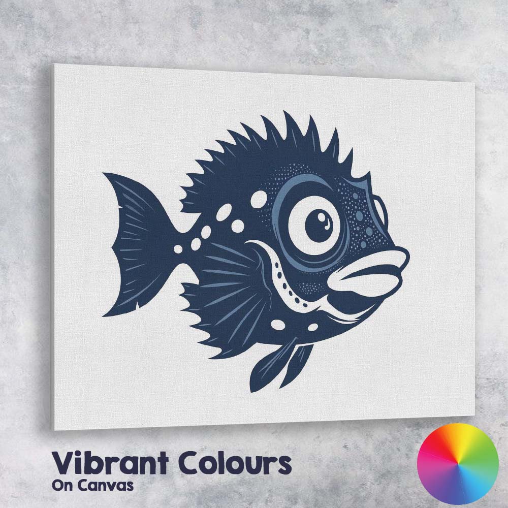 Cute Big Eyed Tropical Fish Cartoon Illustration Canvas Wall Art Print Decor Picture Ready to Hang