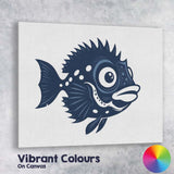 Cute Big Eyed Tropical Fish Cartoon Illustration Canvas Wall Art Print Decor Picture Ready to Hang
