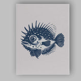 Spiky Puffer Fish Ocean Wildlife Illustration Canvas Wall Art Print Decor Picture Ready to Hang