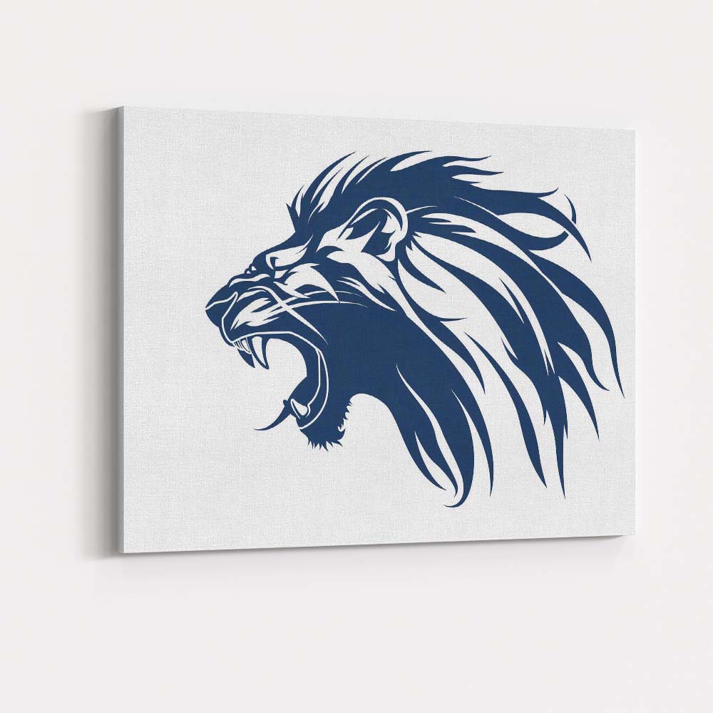Roaring Lion Head Tribal Wildlife Illustration Canvas Wall Art Print Decor Picture Ready to Hang