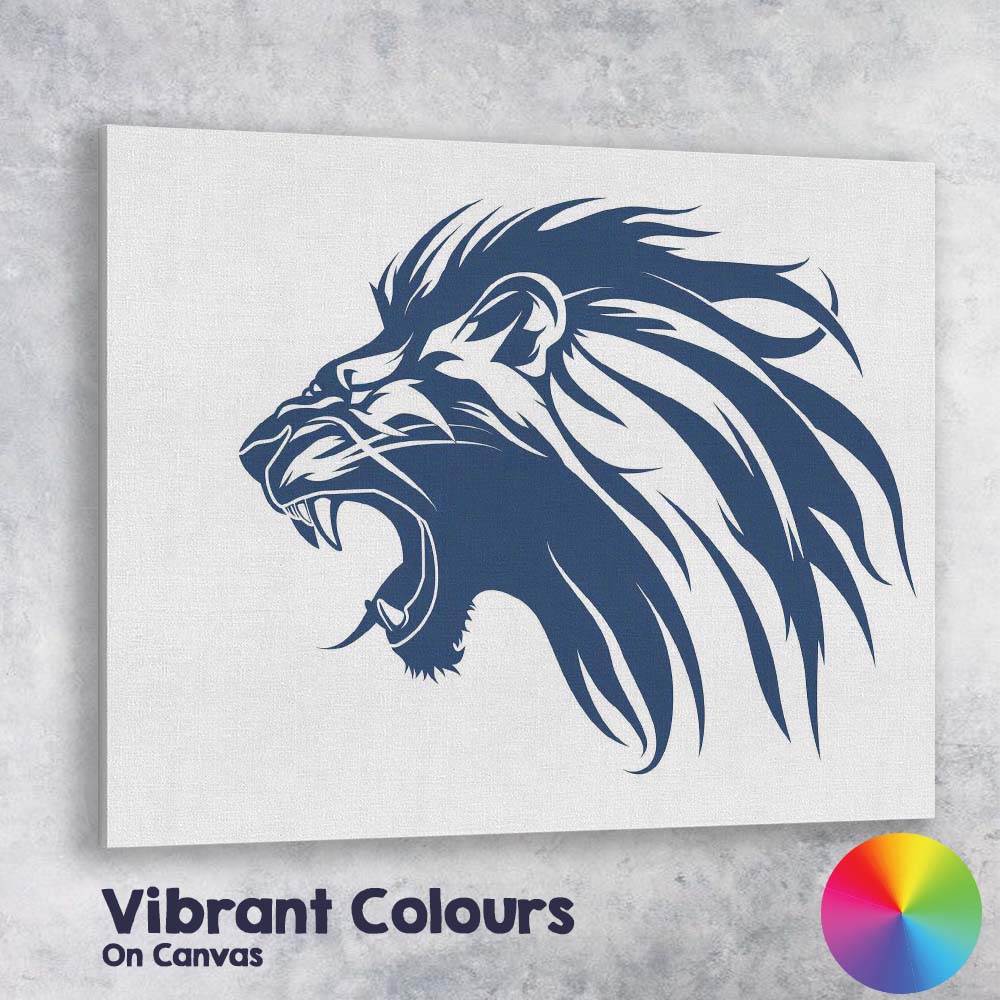 Roaring Lion Head Tribal Wildlife Illustration Canvas Wall Art Print Decor Picture Ready to Hang