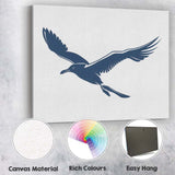 Elegant Navy Blue Flying Seagull Coastal Wildlife Silhouette Canvas Wall Art Print Decor Picture Ready to Hang