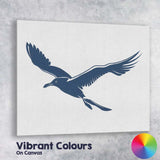 Elegant Navy Blue Flying Seagull Coastal Wildlife Silhouette Canvas Wall Art Print Decor Picture Ready to Hang