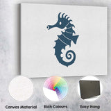 Minimalist Navy Blue Seahorse Ocean Silhouette Illustration Canvas Wall Art Print Decor Picture Ready to Hang