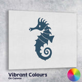 Minimalist Navy Blue Seahorse Ocean Silhouette Illustration Canvas Wall Art Print Decor Picture Ready to Hang