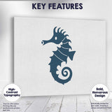 Minimalist Navy Blue Seahorse Ocean Silhouette Illustration Canvas Wall Art Print Decor Picture Ready to Hang