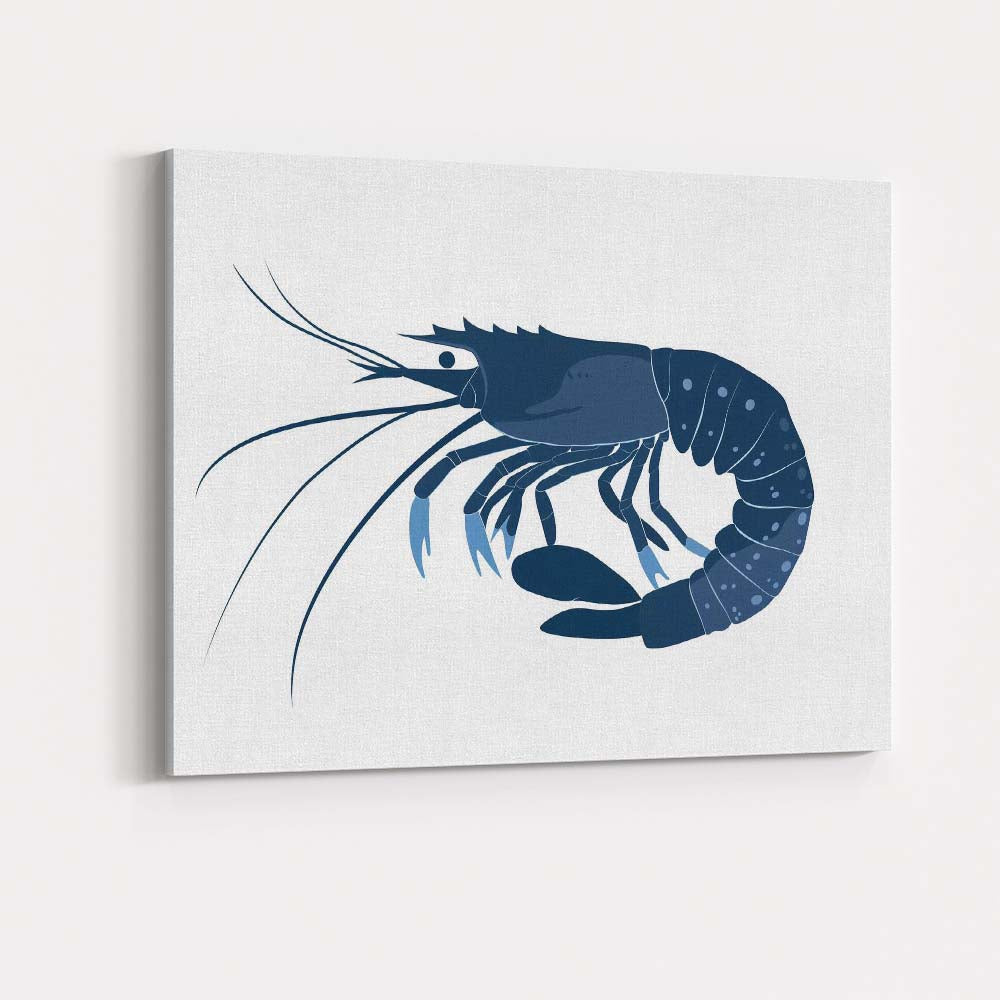 Detailed Blue Lobster Seafood Marine Life Illustration Canvas Wall Art Print Decor Picture Ready to Hang