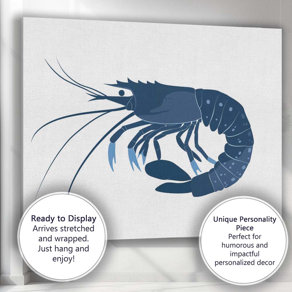 Detailed Blue Lobster Seafood Marine Life Illustration Canvas Wall Art Print Decor Picture Ready to Hang